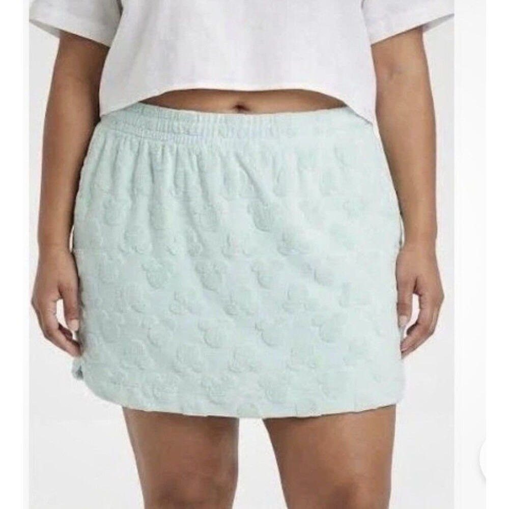 Disney Mickey Mouse Embossed Terry Cloth Skirt Mint Green Size L 12/14 cover up